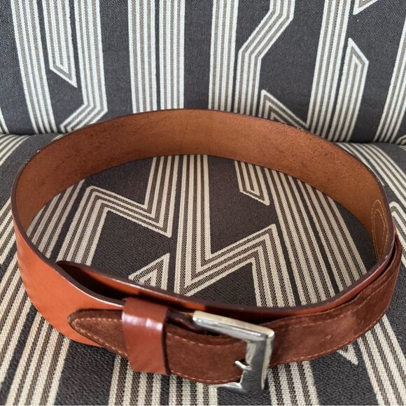 VTG Garfinckel’s Brown Leather Suede Double Flap Belt Size S/M - Picture 8 of 15